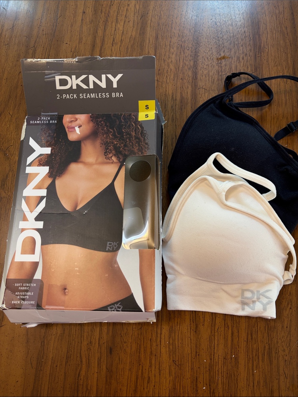 DKNY Seamless Bralette 2-Pack — Black & Cream